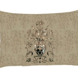 Floral Moonlight - Light Brown 100% Cotton King Size Bedsheet - Marble Inlay - Rangana By Spaces