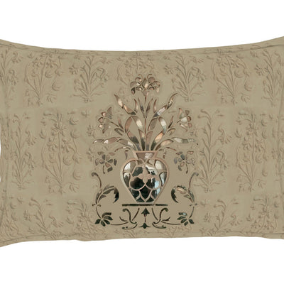 Floral Moonlight - Light Brown 100% Cotton King Size Bedsheet - Marble Inlay - Rangana By Spaces