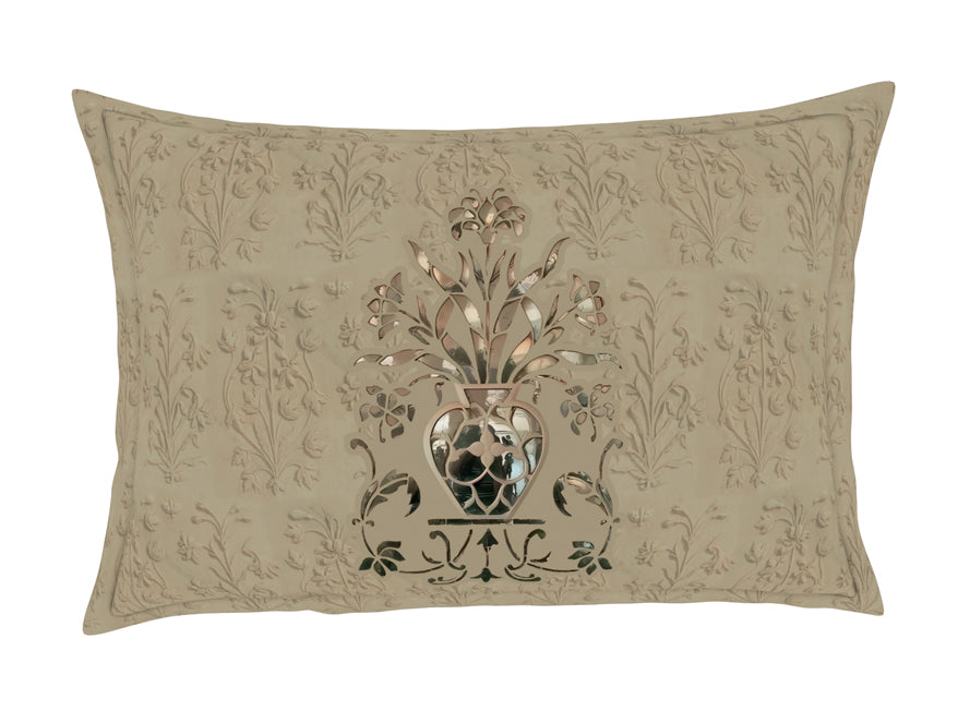 Floral Moonlight - Light Brown 100% Cotton King Size Bedsheet - Marble Inlay - Rangana By Spaces