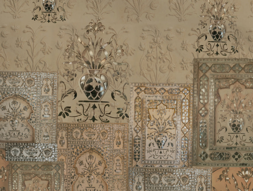 Floral Moonlight - Light Brown 100% Cotton King Size Bedsheet - Marble Inlay - Rangana By Spaces