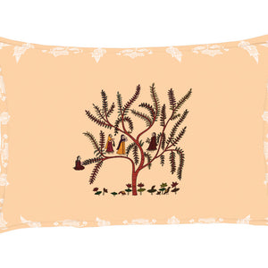 Floral Creme Brulee - Beige 100% Cotton King Size Bedsheet - Chamba Rumal - Rangana By Spaces
