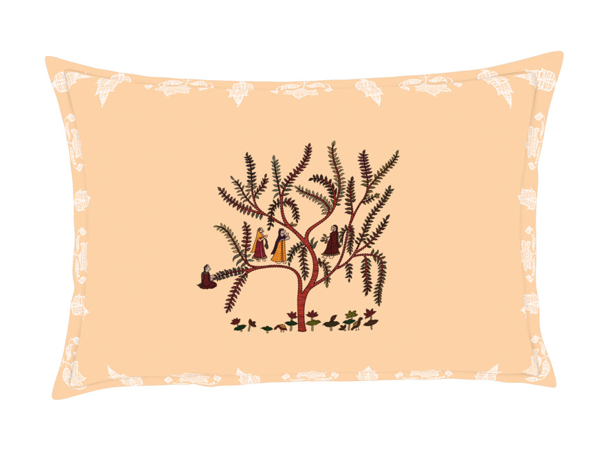 Floral Creme Brulee - Beige 100% Cotton King Size Bedsheet - Chamba Rumal - Rangana By Spaces