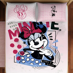Character Strawberry Cream - Blush 100% Cotton Double Bedsheet - Disney Minnie By Spaces