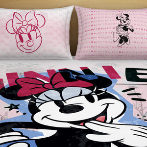 Character Strawberry Cream - Blush 100% Cotton Double Bedsheet - Disney Minnie By Spaces