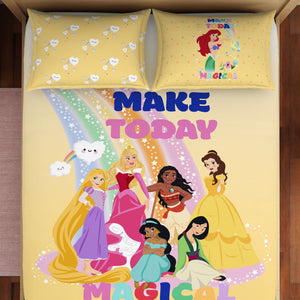 Character Golden Haze - Yellow 100% Cotton Double Bedsheet - Disney Princess By Spaces