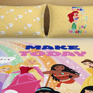 Character Golden Haze - Yellow 100% Cotton Double Bedsheet - Disney Princess By Spaces