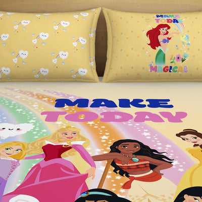 Character Golden Haze - Yellow 100% Cotton Double Bedsheet - Disney Princess By Spaces