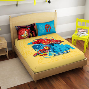 Character Daffodil - Yellow 100% Cotton Double Bedsheet - Marvel Iron Man By Spaces