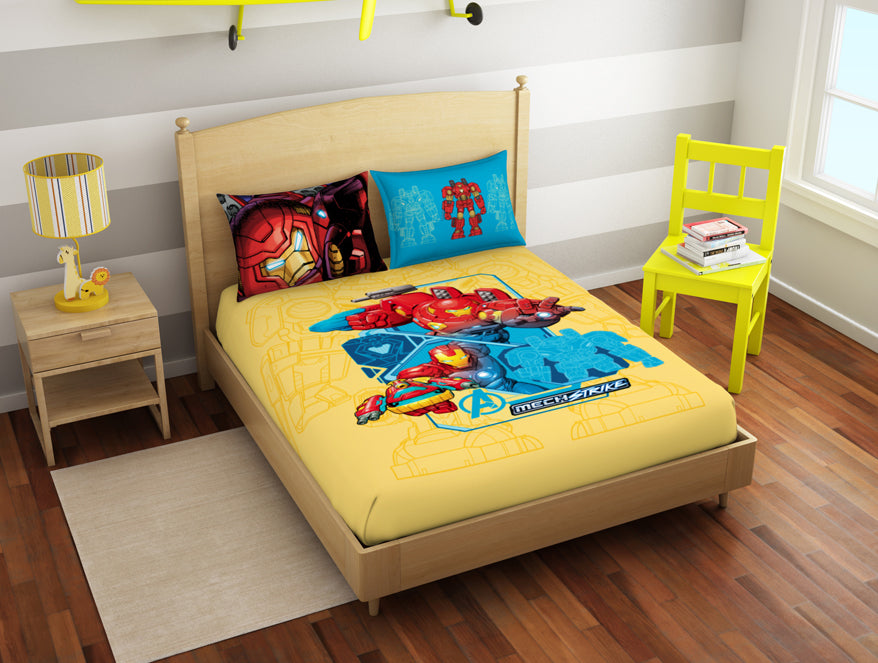 Character Daffodil - Yellow 100% Cotton Double Bedsheet - Marvel Iron Man By Spaces