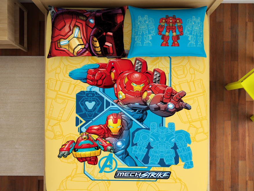 Character Daffodil - Yellow 100% Cotton Double Bedsheet - Marvel Iron Man By Spaces