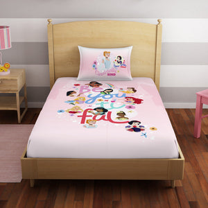 Character Rose Shadow - Pink 100% Cotton Single Bedsheet - Disney Princess By Spaces