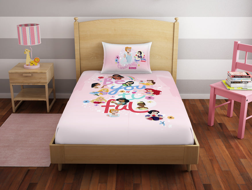 Character Rose Shadow - Pink 100% Cotton Single Bedsheet - Disney Princess By Spaces