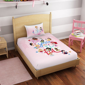 Character Rose Shadow - Pink 100% Cotton Single Bedsheet - Disney Princess By Spaces
