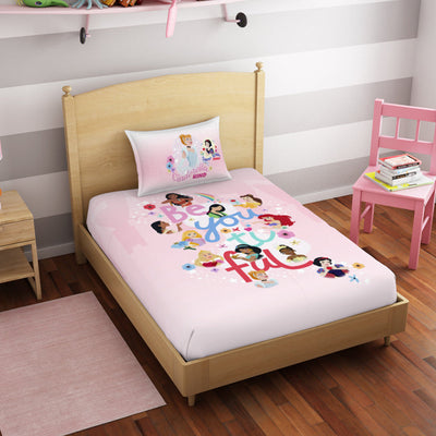 Character Rose Shadow - Pink 100% Cotton Single Bedsheet - Disney Princess By Spaces