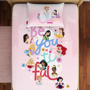 Character Rose Shadow - Pink 100% Cotton Single Bedsheet - Disney Princess By Spaces
