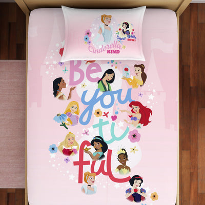 Character Rose Shadow - Pink 100% Cotton Single Bedsheet - Disney Princess By Spaces