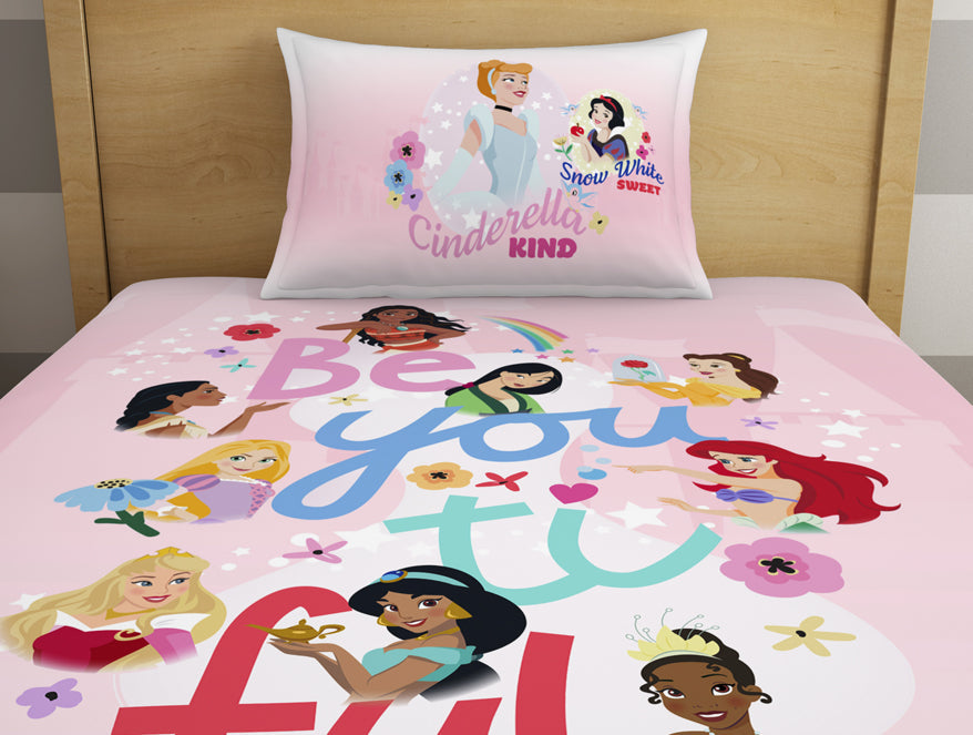 Character Rose Shadow - Pink 100% Cotton Single Bedsheet - Disney Princess By Spaces