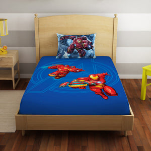 Character Indigo Bunting - Blue 100% Cotton Single Bedsheet - Marvel Iron Man By Spaces