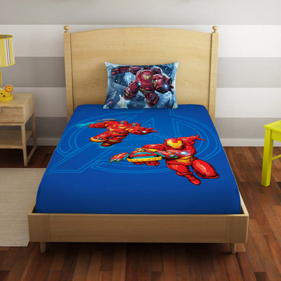 Character Indigo Bunting - Blue 100% Cotton Single Bedsheet - Marvel Iron Man By Spaces
