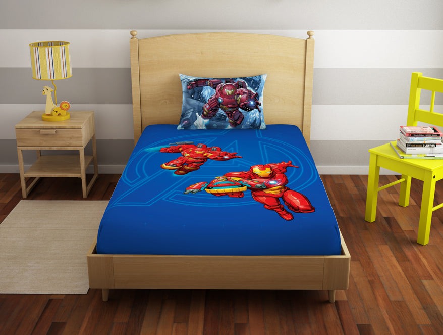 Character Indigo Bunting - Blue 100% Cotton Single Bedsheet - Marvel Iron Man By Spaces