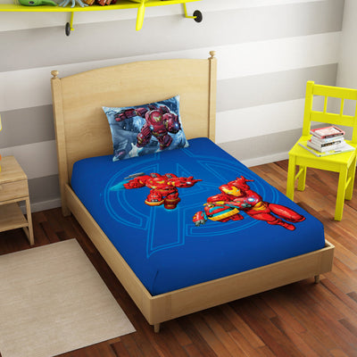Character Indigo Bunting - Blue 100% Cotton Single Bedsheet - Marvel Iron Man By Spaces