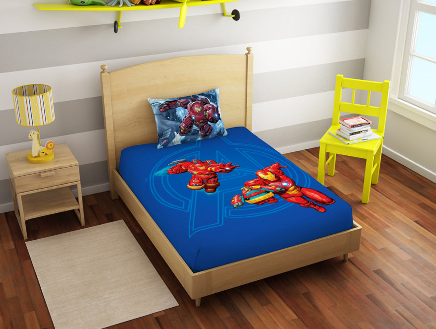 Character Indigo Bunting - Blue 100% Cotton Single Bedsheet - Marvel Iron Man By Spaces