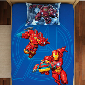 Character Indigo Bunting - Blue 100% Cotton Single Bedsheet - Marvel Iron Man By Spaces
