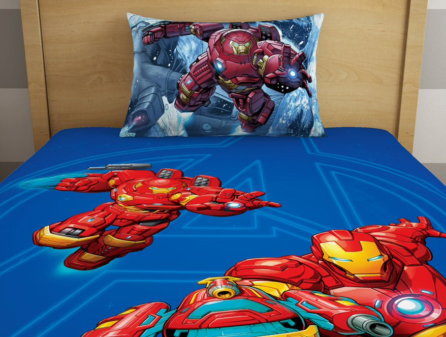 Character Indigo Bunting - Blue 100% Cotton Single Bedsheet - Marvel Iron Man By Spaces