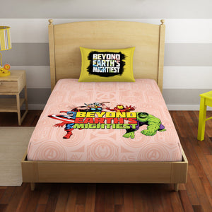 Character Tropical Peach - Light Orange 100% Cotton Single Bedsheet - Marvel Avengers By Spaces