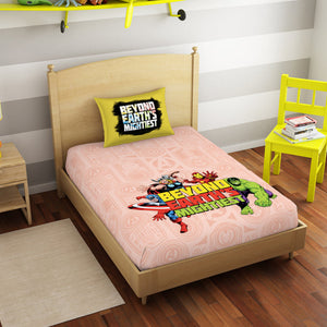 Character Tropical Peach - Light Orange 100% Cotton Single Bedsheet - Marvel Avengers By Spaces