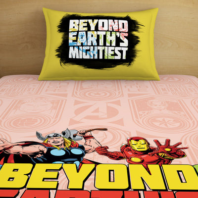 Character Tropical Peach - Light Orange 100% Cotton Single Bedsheet - Marvel Avengers By Spaces