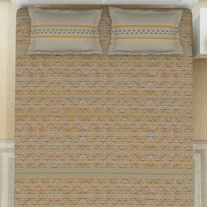 Geometric Angora - Beige 100% Cotton King Fitted Sheet - Gypsy By Spaces