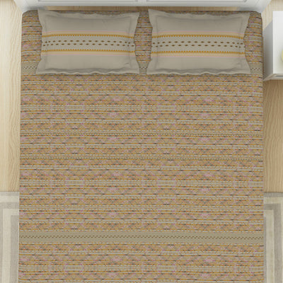 Geometric Angora - Beige 100% Cotton King Fitted Sheet - Gypsy By Spaces