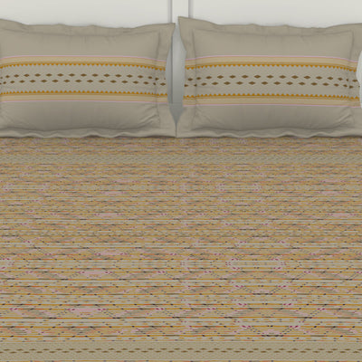 Geometric Angora - Beige 100% Cotton King Fitted Sheet - Gypsy By Spaces