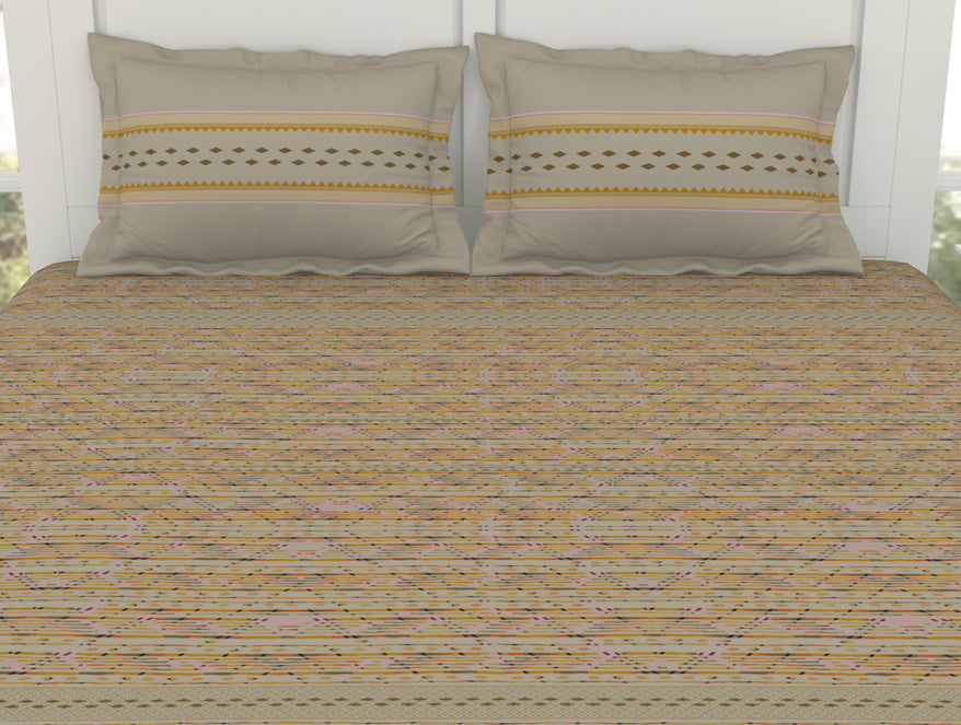 Geometric Angora - Beige 100% Cotton King Fitted Sheet - Gypsy By Spaces
