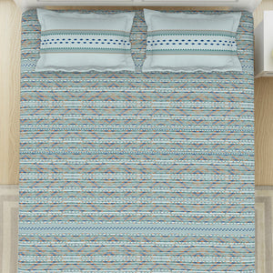 Geometric Iced Aqua - Light Blue 100% Cotton King Fitted Sheet - Gypsy By Spaces