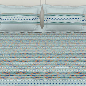 Geometric Iced Aqua - Light Blue 100% Cotton King Fitted Sheet - Gypsy By Spaces