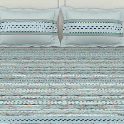 Geometric Iced Aqua - Light Blue 100% Cotton King Fitted Sheet - Gypsy By Spaces