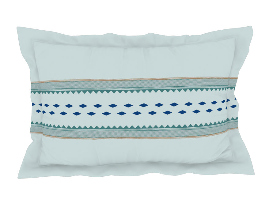 Geometric Iced Aqua - Light Blue 100% Cotton King Fitted Sheet - Gypsy By Spaces