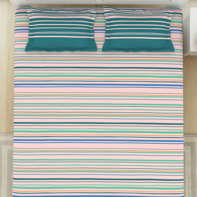 Geometric Shrinking Violet - Light Pink 100% Cotton King Fitted Sheet - Gypsy By Spaces
