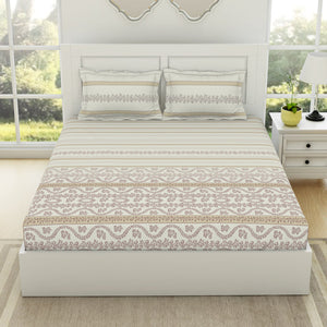 Geometric Colud Dancer - White 100% Cotton King Fitted Sheet - Gypsy By Spaces
