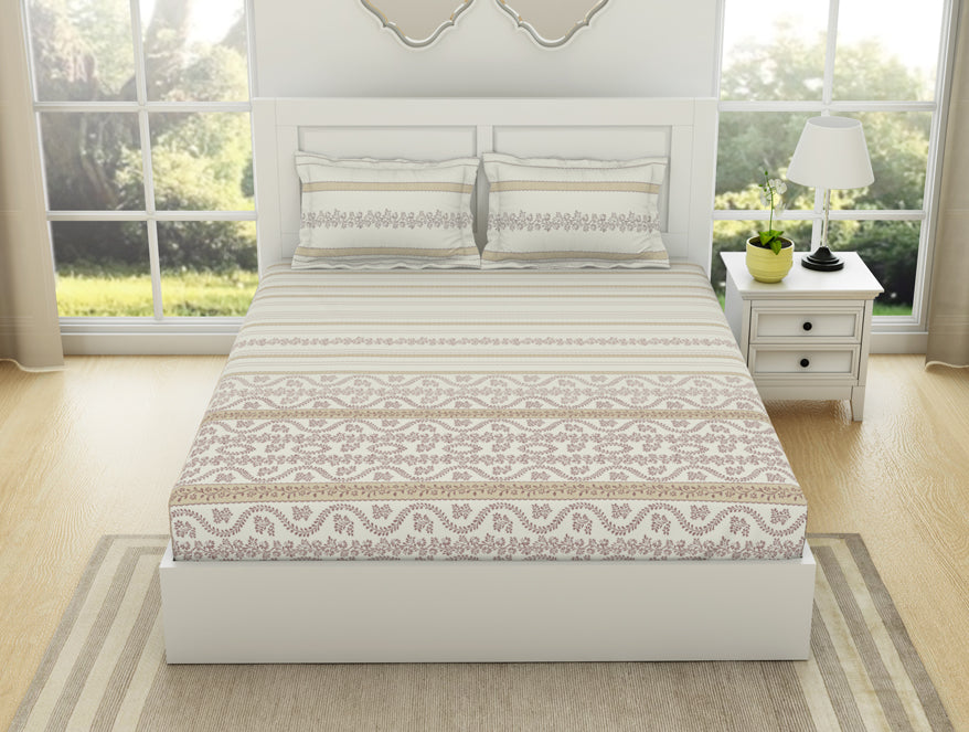 Geometric Colud Dancer - White 100% Cotton King Fitted Sheet - Gypsy By Spaces