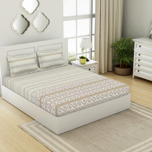 Geometric Colud Dancer - White 100% Cotton King Fitted Sheet - Gypsy By Spaces