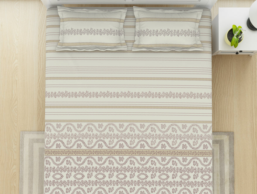 Geometric Colud Dancer - White 100% Cotton King Fitted Sheet - Gypsy By Spaces