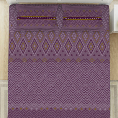 Geometric Sea Fog - Violet 100% Cotton King Fitted Sheet - Geospace By Spaces