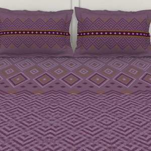 Geometric Sea Fog - Violet 100% Cotton King Fitted Sheet - Geospace By Spaces
