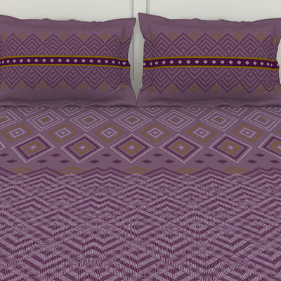 Geometric Sea Fog - Violet 100% Cotton King Fitted Sheet - Geospace By Spaces