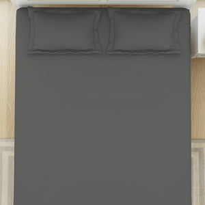 Solid Charcoal - Charcoal 100% Cotton King Fitted Sheet - Everyday Essentials By Spaces