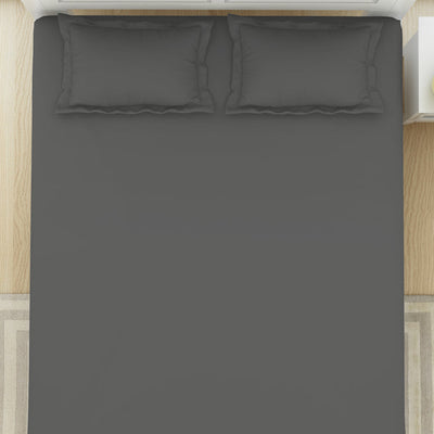 Solid Charcoal - Charcoal 100% Cotton King Fitted Sheet - Everyday Essentials By Spaces