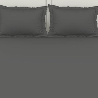 Solid Charcoal - Charcoal 100% Cotton King Fitted Sheet - Everyday Essentials By Spaces